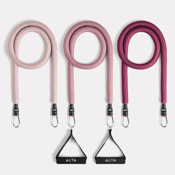 ALTA 'Never-Snap' Exercise Bands with Handles for Women - Full Kit Resistance Bands for Working Out with Handles, Resistance Tubes, Ankle Straps, Door Anchor, Fabric + Rubber Workout Bands Resistance