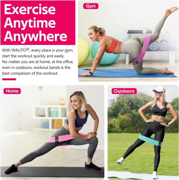 WALITO Resistance Bands for Legs and Butt, Fabric Exercise Loop Bands Yoga, Pilates, Rehab, Fitness and Home Workout, Strength Bands for Booty