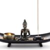 Jovivi Zen Garden Set Buddha Statue w/Tealight Candle Holder, Rocks & Incense Burner Holder & Wood Tray for Yoga Meditation Home Table Decor Gift