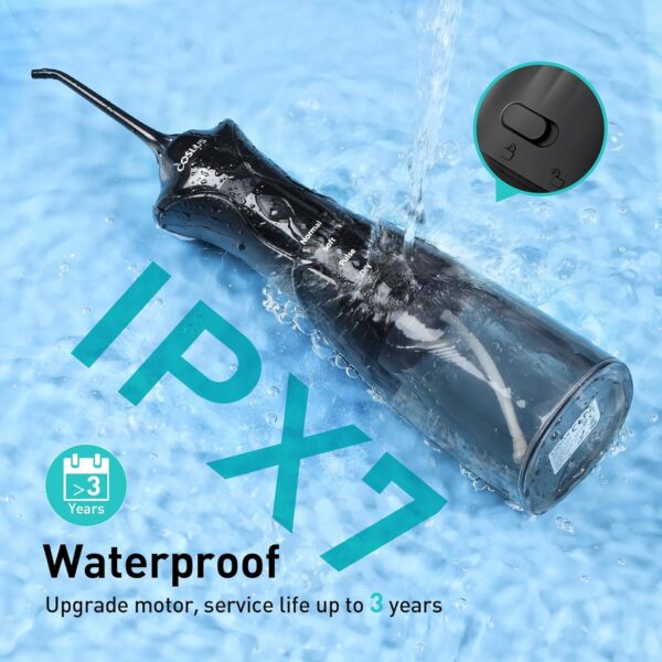 COSLUS Water Dental Flosser Pick for Teeth: 4 Modes Cordless Portable 300ML Larger Tank Water Teeth Cleaner IPX7 Waterproof Flossing Cleaning Picks for Home Travel FC5360