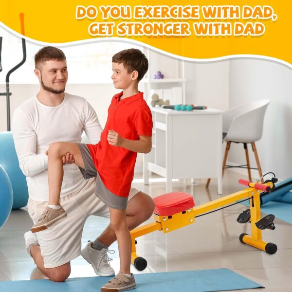 Meooeck Kids Rowing Machine Fitness Exercise Equipment for Kids Indoor Waist and Back Exerciser Adjustable Children Workout Equipment for Physical Training Beginners Children Toddler Outdoor Sports