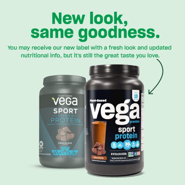 Vega Premium Sport Protein Vanilla Protein Powder, Vegan, Non GMO, Gluten Free Plant Based Protein Powder Drink Mix, NSF Certified for Sport, 29.2 oz, Packaging may vary