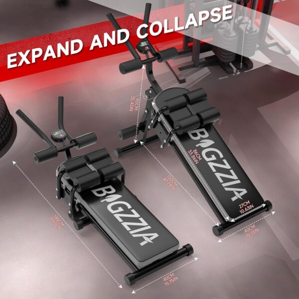 Bigzzia Ab Machine, Ab Workout Equipment Machine for Stomach Workout Foldable Abdominal Trainer for Home Gym Adjustable Ab Exercise Bench Crunch Machine for Core Abdomen