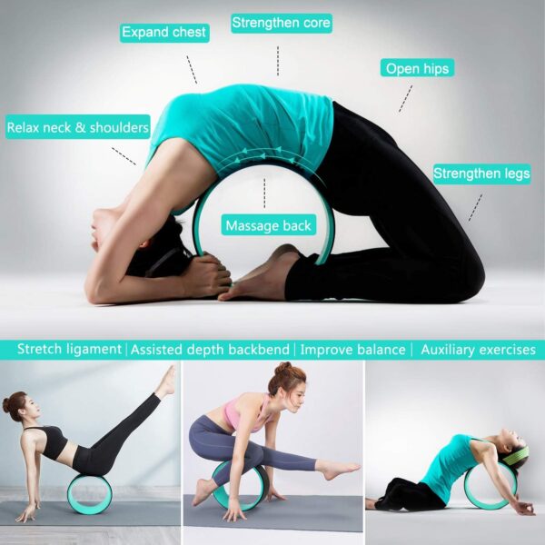 Yoga Wheel Set (11-in-1),Yoga Wheel Back Wheel for Back Pain, Yoga Blocks 2 Pack with Strap, Resistance Bands,Yoga Wheel Bag, Jump Rope, Perfect Yoga Accessory for Stretching and Improving Backbends