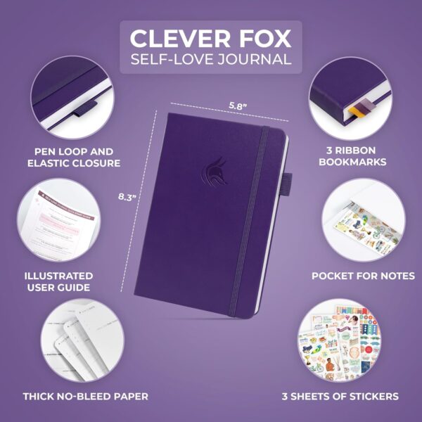 Clever Fox Self-love Journal – Guided Self-Discovery Log for Self-care, Reflection & Self-help, Mental Health, Gratitude & Mindfulness (Purple)