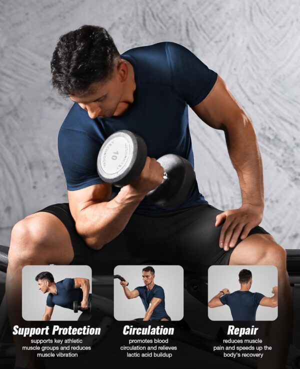 Niksa Men's Compression Shirts, Short Sleeve Athletic Compression Tops Dry Workout T Shirt, Rash Guard Base Layer Undershirt