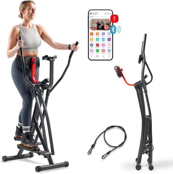 71jXHECEgqL._AC_SL1500_.jpg Sunny Health & Fitness Air Walk Elliptical, Foldable Machine w/30-Inch Stride, Cardio Cross Trainer Glider Equipment for Home Exercise, Free SunnyFit App Bluetooth Link, Optional Adjustable Resistance