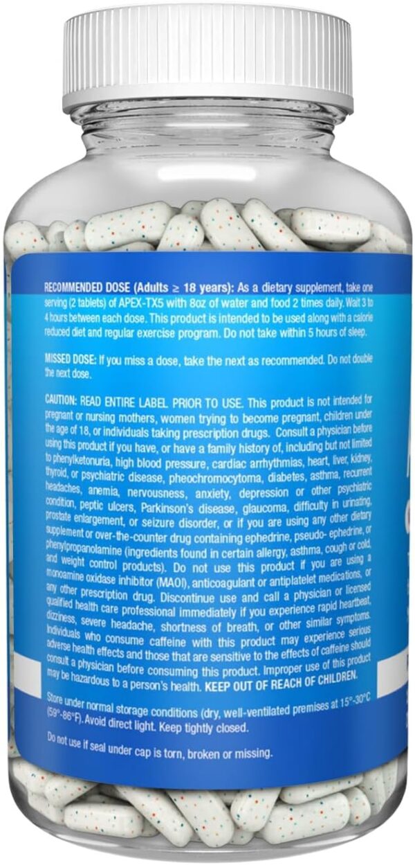Weight Management Dietary Supplement 120 White Blue Red Speck Tablets Manufactured in the USA Highest Professional Quality