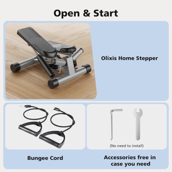 OLIXIS Mini Stepper with Resistance Bands, Twist Stair Steppers for Exercise at Home, Portable Full Body Workout Stepper Machine Adjustable Foot Stepper for Fitness