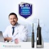 COSLUS Water Flosser & Electric Toothbrush Combo: 300ML, Portable, Cordless, Waterproof, Black, Teeth Cleaning, Deep & Daily Use - Water Dental Pick Oral Care Combo