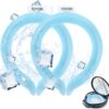 2PCS Neck Cooling Tube with Cold Insulated Bag,Neck Cooling Wraps,Reusable Ice Neck Ring Wearable Body Cooling Products for Summer Heat (Blue*2)