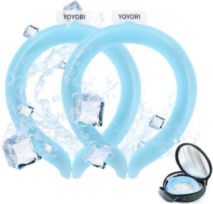 2PCS Neck Cooling Tube with Cold Insulated Bag,Neck Cooling Wraps,Reusable Ice Neck Ring Wearable Body Cooling Products for Summer Heat (Blue*2)