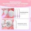 COSLUS Kids Water Dental Flosser Deep Cleaning Picks Portable 4 Modes for Ages 6+ Safe Waterproof Rechargeable with 4 Jet Tips for Gums Care Pink Purple