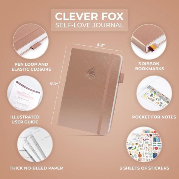 Clever Fox Self-Love Journal – Guided Self-Discovery Log for Self-Care, Reflection & Self-Help, Mental Health, Gratitude & Mindfulness (Rose Gold)