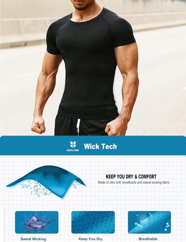 4/5 Pack Workout Compression Shirts Men Long/Short Sleeve Rash Guard Athletic Undershirt Gear T Shirt for Sports