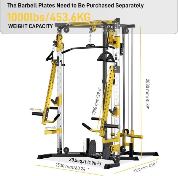 Versatile Power Rack with Cable Pulley System, Power Cage for Strength Training, Bench Press and Pull-Ups
