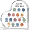 Therapy Office Decor, Anxiety Healthy Coping Skills Mental Health Decorations for Social Worker Classroom School Counseling Therapist Supplies Educational Acrylic Heart Art Decor