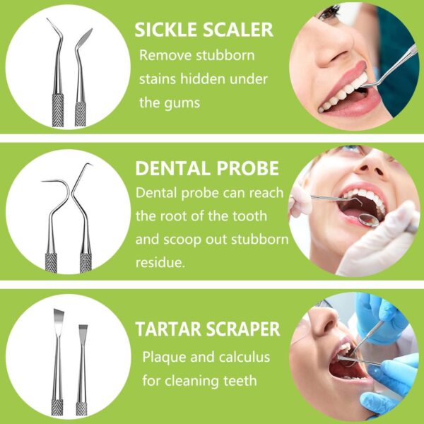 71kJnUMoBjL._AC_SL1500_.jpg Dental Tools, Professional Teeth Cleaning Oral Care Hygiene Kit, Stainless Steel Dental Pick Tooth Scraper Tartar Plaque Remover for Dentist, Personal, Pet Use with Storage Box