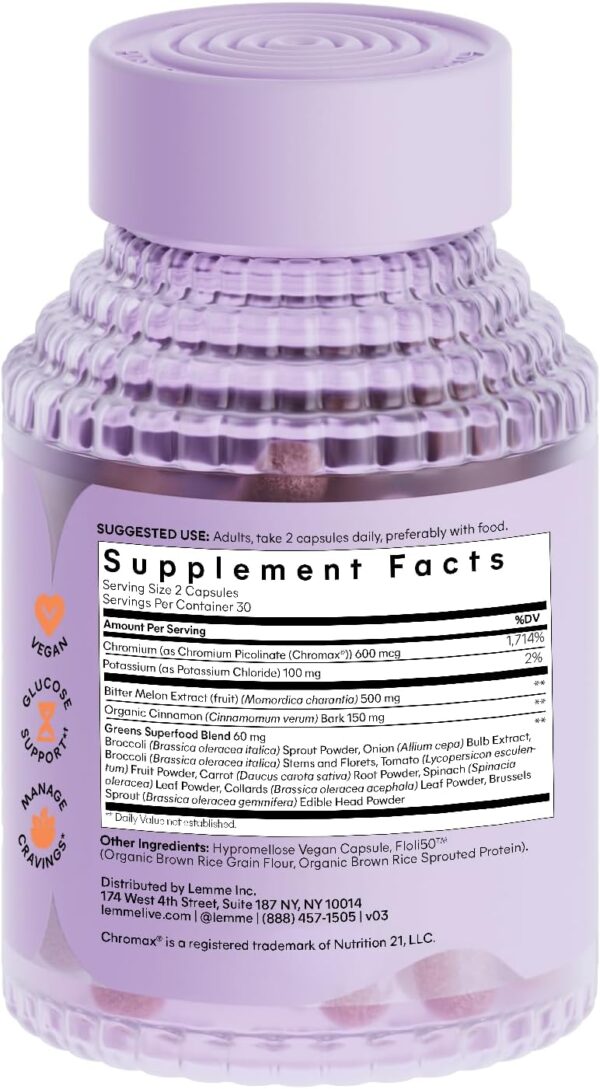 Lemme Curb Cravings, Improve Carb Metabolism, Support Weight Management w/Clinically Studied Chromium Picolinate, Bitter Melon, Ceylon Cinnamon & Greens Blend I Drug-Free I Vegan