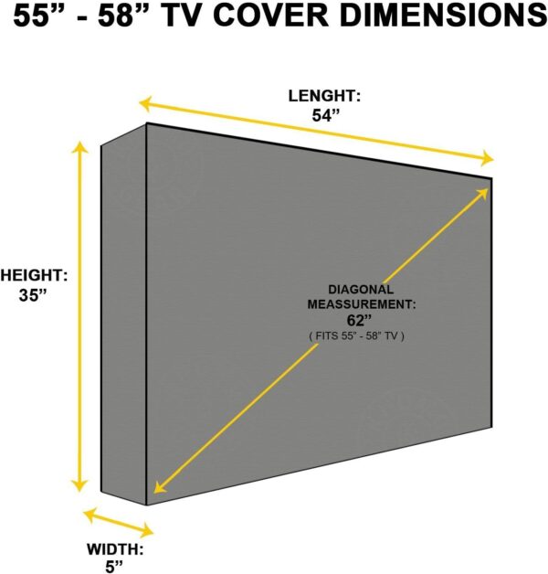 KHOMO GEAR Outdoor TV Cover Universal Weatherproof Protector for 55-58 Inch TV - Fits Most Mounts & Brackets, Grey