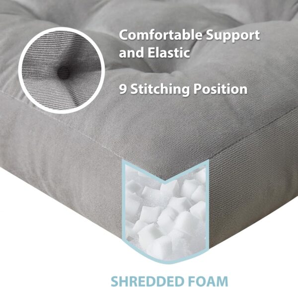 Quilmfoam Meditation Floor Pillow Cushions for Adults Kids, Large Square Double-Side Corduroy Floor Pillows Seat Cushion, for Yoga Living Room Tatami Home Decor, 1 Pack, Light Grey, 22x22x4 Inch