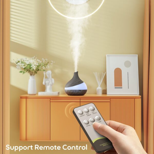 500 ML Essential Oil Diffuser, Upgrade Aroma Diffuser for Large Room, Aromatherapy Diffuser Humidifier with Remote Control 14 Color Lights 4 Timer Setting Auto Shut-Off