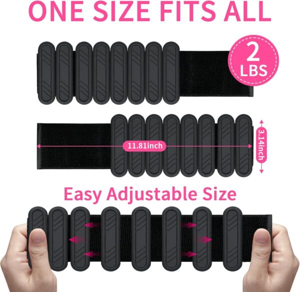 Pilates Wrist ＆ Ankle Weights for Women 1 Pair (1lb/2lb/4lb) Adjustable Wrist Weights to Increase Training Intensity, Yoga Pilates, Dance Ballet, Walking, Running