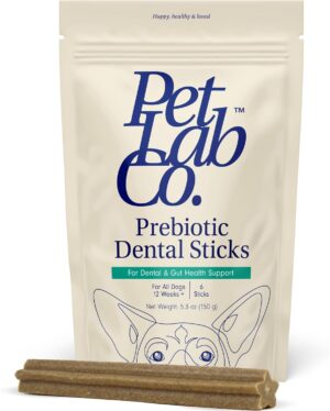 PetLab Co. Dental Sticks – Dog Dental Chews -Target Plaque & Tartar Build-Up at The Source - Designed to Maintain Your Dog’s Oral Health, Keep Breath Fresh and Provide Digestive Help (6 Sticks)