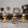 Bronze Frog Figurines, 3-Piece Yoga Decor Set, Antique Bronze Color, Handmade Home Decoration