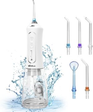 Water Flosser for Teeth, 300ML Cordless Oral Irrigator Rechargeable Dental Flosser Teeth Picks with 5 Modes 5 Jet Tips,IPX7 Waterproof Teeth Cleaner for Braces Gum Care, Home Travel Use