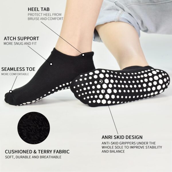 SkiBeaut Yoga Grips Non Slip Socks Pilates Anti Skid Sticky Grippers Ballet Barre Socks for Women 3 Pairs
