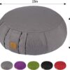 Round Zafu Meditation Cushion, D=15" H=5.5" Zabuton Meditation Pillow, Yoga Bolster/Pillow, Floor seat, Zippered Organic Cotton Cover, Natural Buckwheat, Kneeling Pillow - Grey