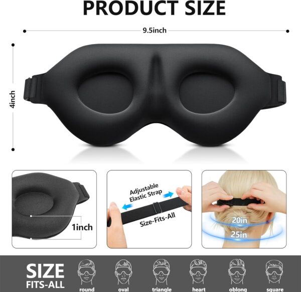 Sleep Mask Blackout for Men Women - Eyelash Friendly Eye Masks for Sleep Airplane Travel Accessories as Gifts Sleeping Mask with Soft Breathable Zero Eye Pressure for Travel Yoga Nap Meditation