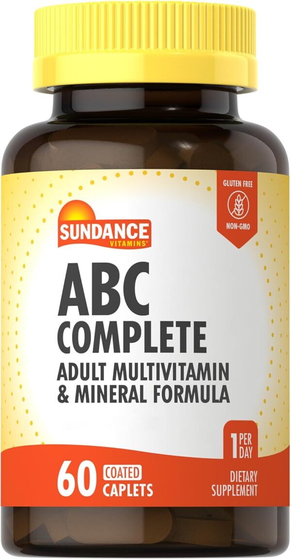Sundance ABC Complete Multivitamin for Women & Men | with Iron | 60 Caplets | with Mineral Formula | Non-GMO and Gluten Free Supplement
