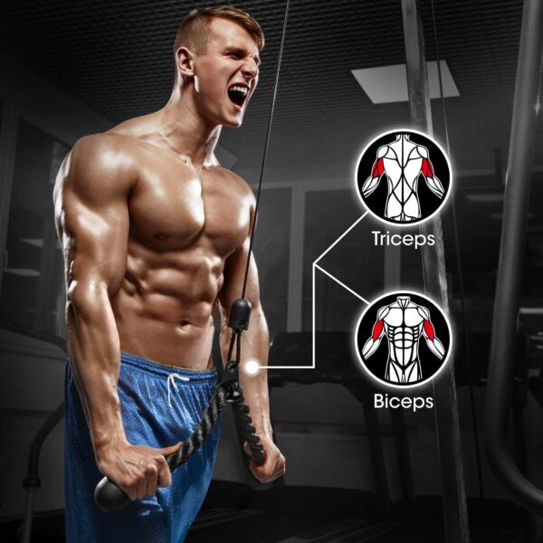 Yes4All Cable Machine Attachment, Tricep Straight Bar, V Bar, LAT Pulldown Attachments/Accessories Load 880lbs for Home Gym