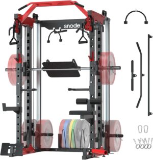 ALL10 Smith Machine for Home Gym, Power Rack with Cable Crossover, Squat Rack with Leg Press and Advanced LAT Pull-Down, 2000LB Weight Capacity