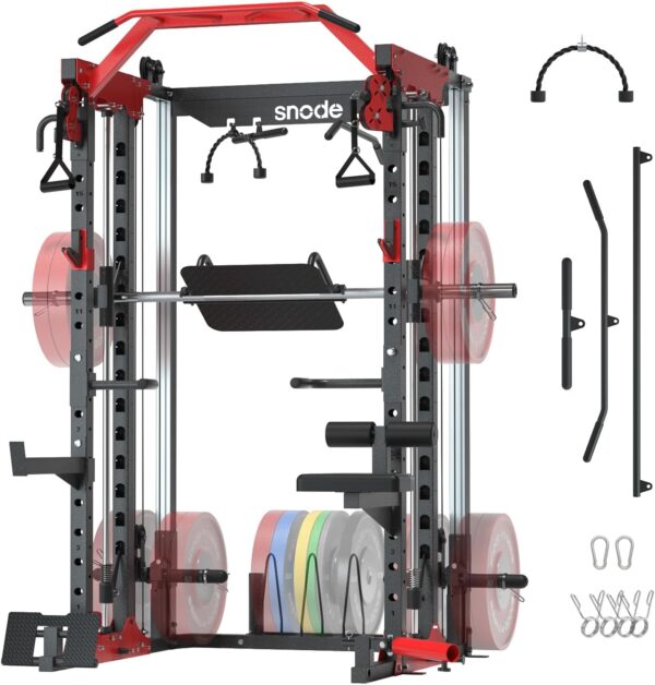 ALL10 Smith Machine for Home Gym, Power Rack with Cable Crossover, Squat Rack with Leg Press and Advanced LAT Pull-Down, 2000LB Weight Capacity