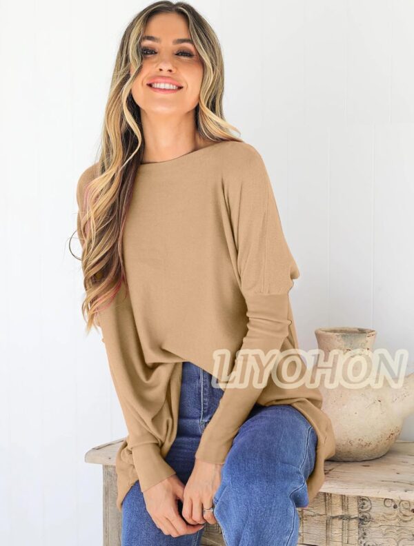 LIYOHON Oversized T Shirts for Women Tunic Tops to Wear with Leggings Long Sleeve Fall Sweaters Dressy Tops