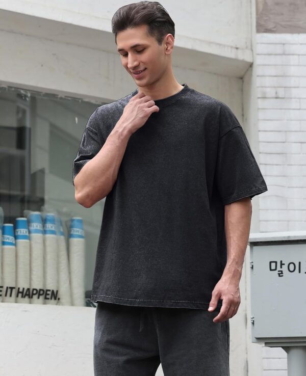 Men's Cotton T-Shirts Oversized Unisex Short Sleeves Casual Loose Wash Solid Basic Tee Tops