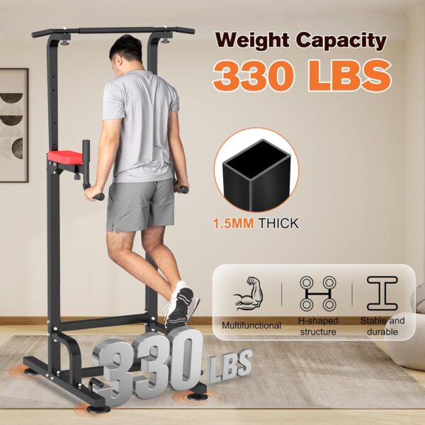 RELIFE REBUILD YOUR LIFE Power Tower Pull Up Bar Dip Station for Home Gym Adjustable Height Strength Training Workout Equipment