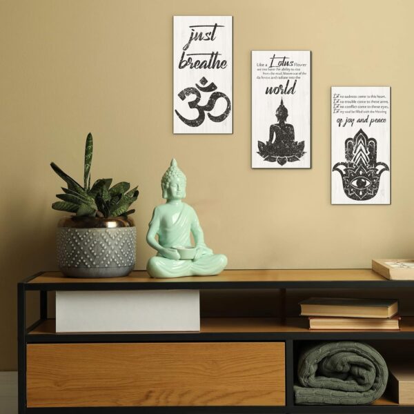 3 Pieces Buddha Quotes Wall Decors Meditation Room Inspirational Wall Arts Zen Meditation Decors Wooden Hanging Decorations for Living Room Home Yoga