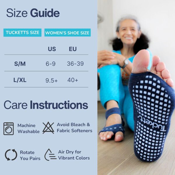 Tucketts Toeless Pilates Socks with Grips for Women, Non-Slip Barre Yoga Socks with Grips for Barefoot Workouts, Sizes 5-13