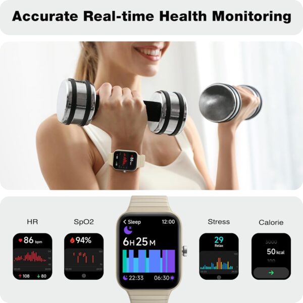 Fitpolo Smart Watch for Men Women,1.8” Touchscreen, Bluetooth Call, Alexa Built-in,24/7 Heart Rate SpO2 Monitor, Step Counting, Sleep Tracking,IP68 Waterproof Fitness Tracker Watch for Android iPhone