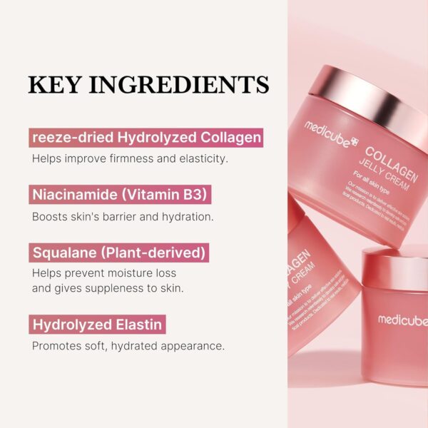 medicube Collagen Jelly Cream- Niacinamide & Freeze-Dried Hydrolyzed Collagen - Boosts skin's barrier hydration and gives 24h Glow & Lifted Look - No artificial color, Korean skincare (3.71 fl.oz.)