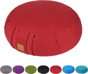 Round Zafu Meditation Cushion, D=15" H=5.5" Zabuton Meditation Pillow, Yoga Bolster/Pillow, Floor seat, Zippered Organic Cotton Cover, Natural Buckwheat, Kneeling Pillow - Grey