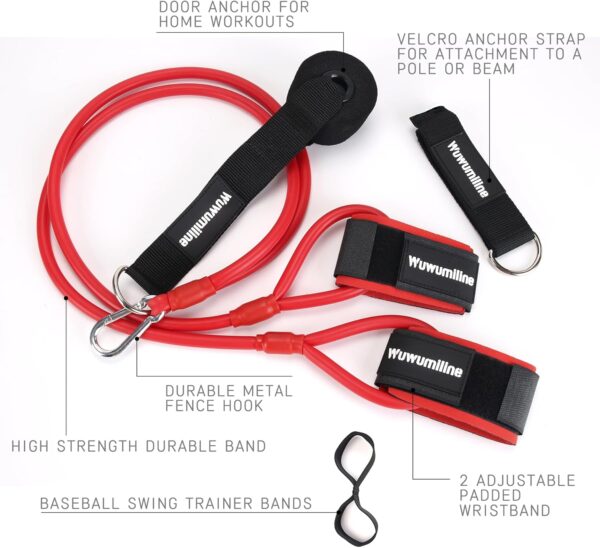Baseball Softball Resistance Bands with Baseball Swing Trainer Band, Arm Strength Training Equipment Exercise for Flexibility and Throwing Velocity for Pitching Trainer