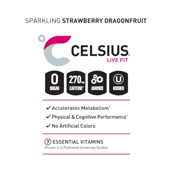 CELSIUS ESSENTIALS, Sparkling Dragonberry, Performance Energy Drink 16 Fl Oz (Pack of 12)