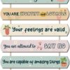 CHDITB Gentle Reminders Wooden Sign For Kids Room, 8pcs Positive Affirmations Wall Decor, Mental Health Wellbeing Art Therapy Office Sign, Reminding Hanging Art School Nursery Artwork