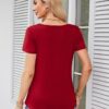 Amoretu Womens Scoop Neck Tshirt Short Sleeve Shirts Swing Tunic Tops Loose Fit