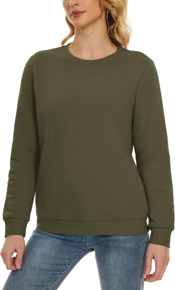 MAGCOMSEN Women's Sherpa Lined Sweatshirts Thermal Casual Crewneck Fleece Pullover Winter Warm Thick Long Sleeve Tops